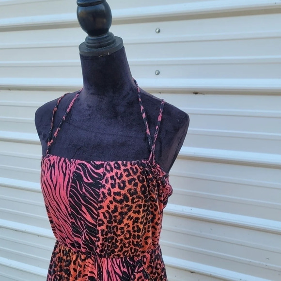 Volcom Women's Red Black Jersey Stretch Casual Strappy Sun Layered Dress M (12) - Picture 3 of 10